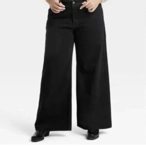 Women's Universal Thread Size 14 Supe Wide Leg Relaxed Fit Black Jeans NWT